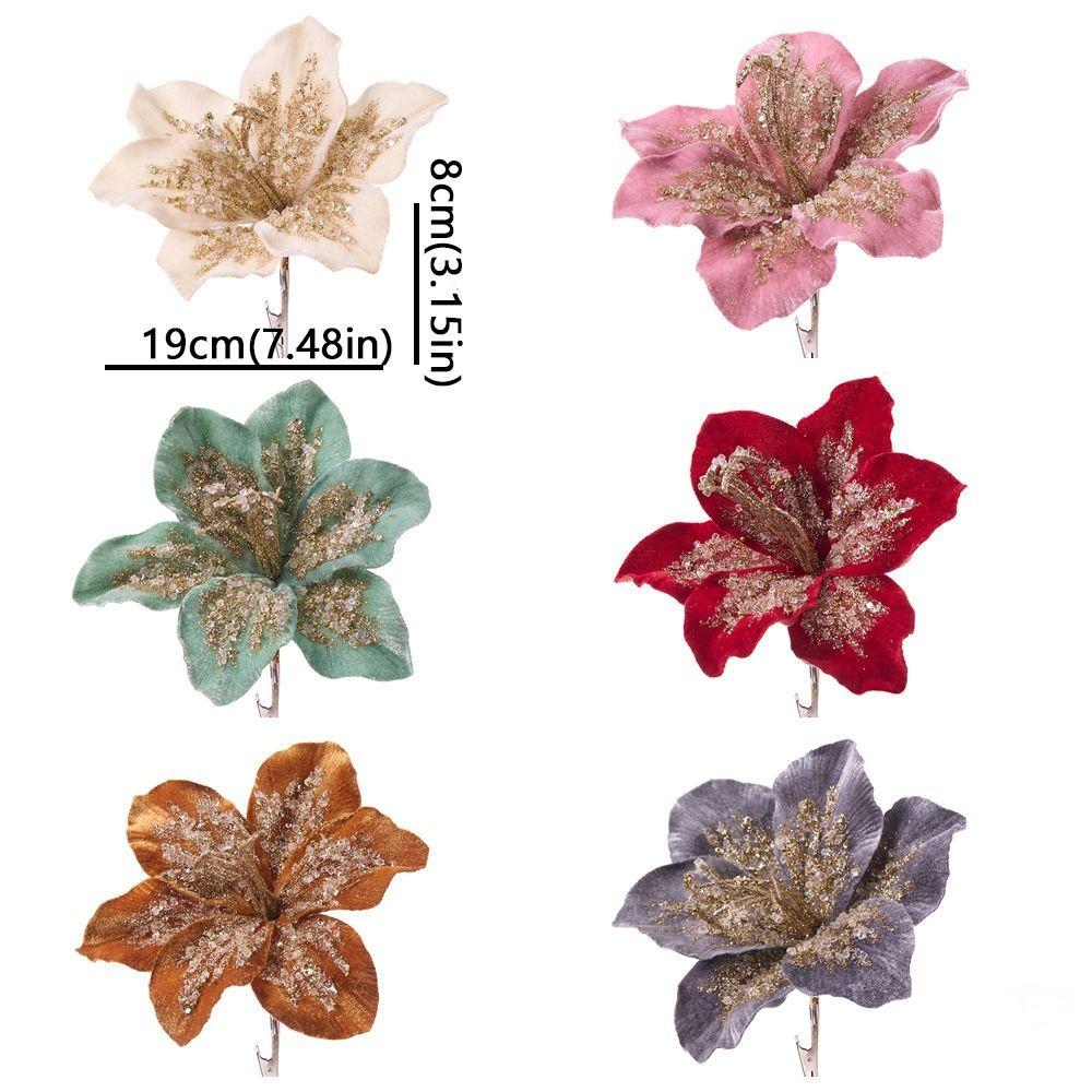 Glitter Artificial Christmas Flower Velvet Sequin Floral Simulation Flower  Home Decoration