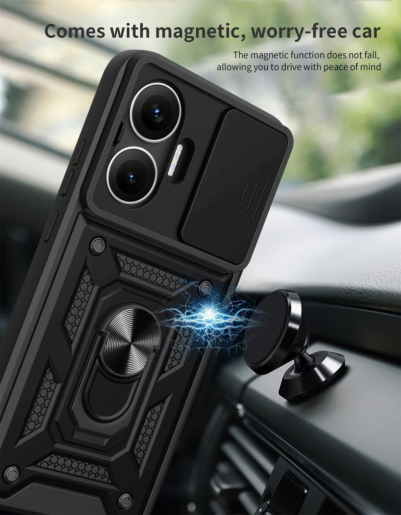 Shockproof Armor Case For POCO F7 bracket Rotating bracket 360° Car Holder Phone Cover For POCO F7 Camera Lens Protection Fundas