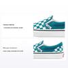 Pantofi de skate casual retro slip-on cu tops jos pentru copii, checkerboard alb și verde, sneaker pentru copii VN0A5KXM9EX