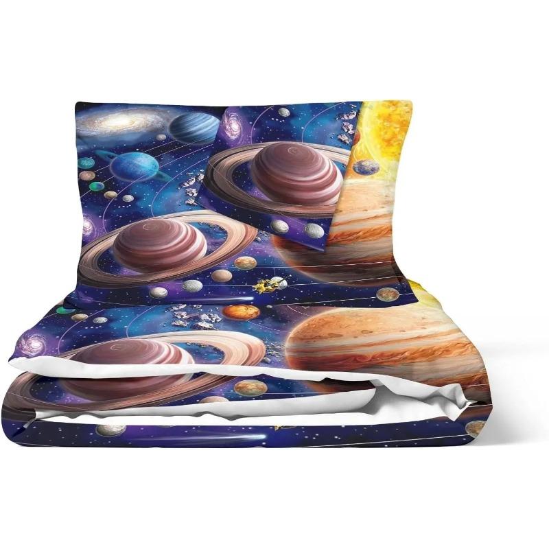 Children's Young Boys Planets Stars Space Soft Duvet Cover Universe Children's Beding Set Galaxy Series Universe Star Clear Quilt cover