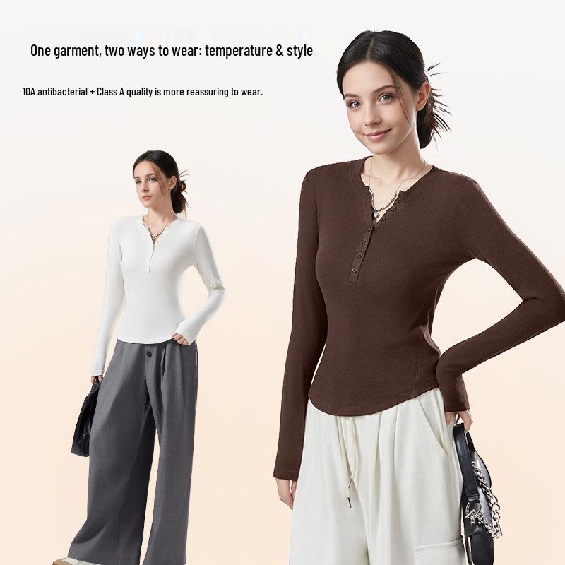 2025 P/Z Dámský zeštíhlující top s dlouhým rukávem z německého sametu s výstřihem do V a knoflíky - korejský styl