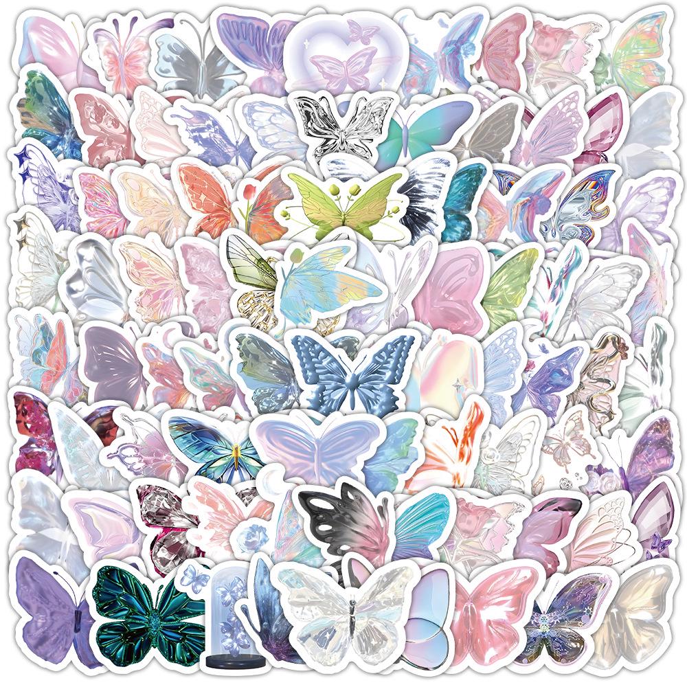 60 listů vícebarevných samolepek ve stylu INS: Realistické malé předměty v modré, růžové, fialové, žluté a zelené barvě