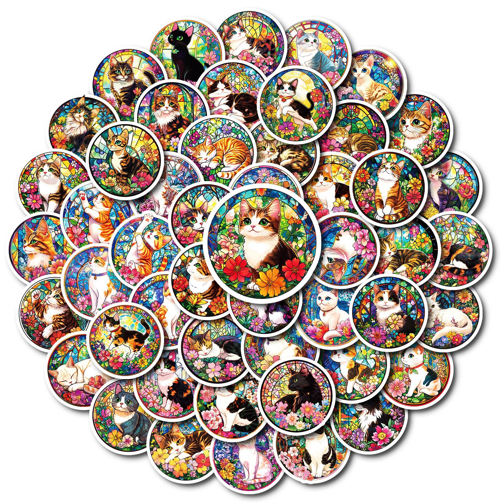 

50 High-Value Retro Series Window Cat Series Decorative Waterproof Stickers