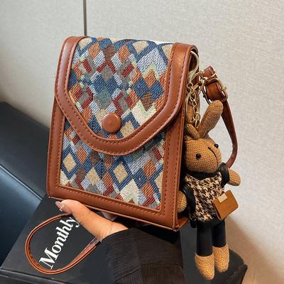 High Texture Fashion Vertical Messenger Bag Women'S Popular Bag Niche Shoulder Mobile Phone Bag Plaid Bag Women