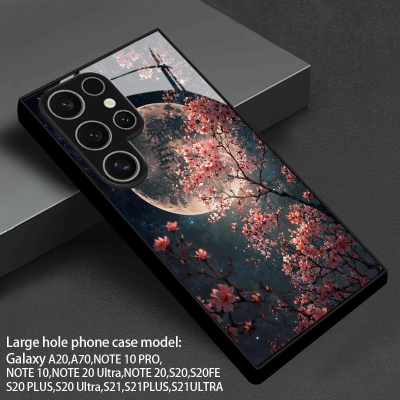 For Samsung S26 S25 S24 S23 S22 S21 S20 A56 A36 A16 Galaxy Moon Star Pattern 2D Phone Case Tempered Glass Cover