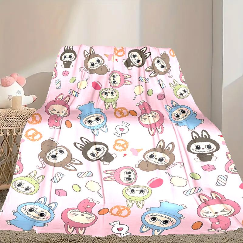 1 Stück Digitale Druck-Kuscheldecke, LABUBU Decke für den Heimgebrauch, Ganzjahreswärme, Weihnachts- und Valentinstags-Geschenkdecke
