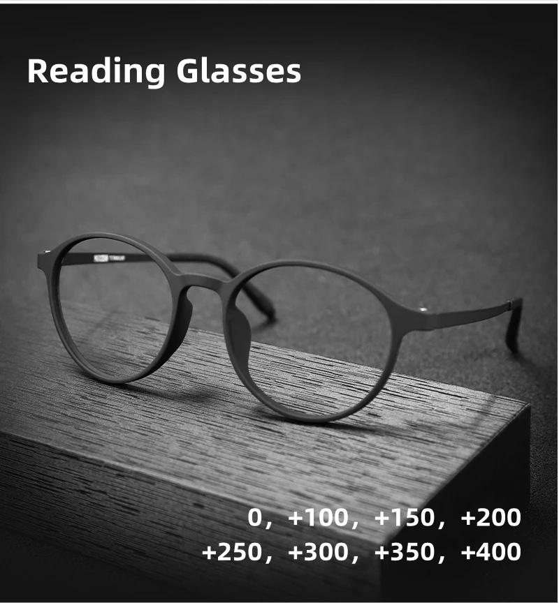 3050 Ultralight Titanium TR90 Reading Glasses Retro Round Frame Men Women Presbyopic +100 to +400 Lightweight Durable