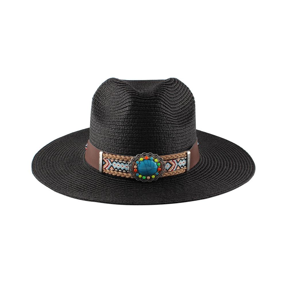 Fashion straw hat women European and American wide-brimmed beach jazz top hat summer hat sun hat new sunscreen hat