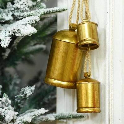 Metall-Weihnachtsglocken im Vintage-Stil Rustikales Messing Gold Große Glocke Kuh für Haus Garten Dekoration Handwerk Weihnachtsdekorationen 2025