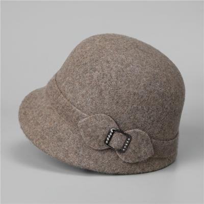 Middle Aged Elderly People's Woolen Short Bucket Hats Brimmed Duckbill Hat Women's Autumn Winter Warm Mother's Hat Elegant British Old Lady's Top Hat