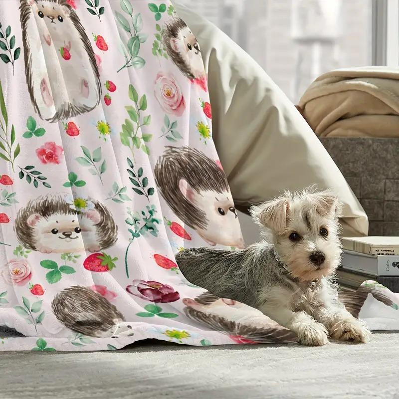 Hedgehog Flower Strawberry Flannel Blanket Bedroom Sofa Children'S Room Home Decoration, Blanket