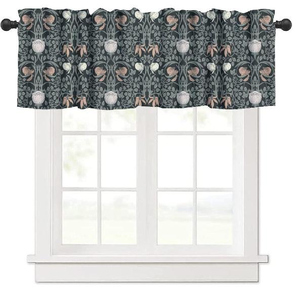 Rustic Cabin Kitchen Valances Curtain,Vintage Country Farmhouse Bear Moose Deer Rod Pocket Small Valance Treatments for Living Room Bedroom