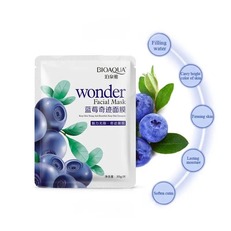 BIOAQUA Blaubeeröl-Gesichtstuchmaske, aufhellendes, feuchtigkeitsspendendes Hyaluronsäure-Serum, hält die Haut straff und hydratisiert