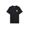 Solid Color Front Print Vintage American Crew Neck Short Sleeve T-Shirt Men Tops Black FD0047-010