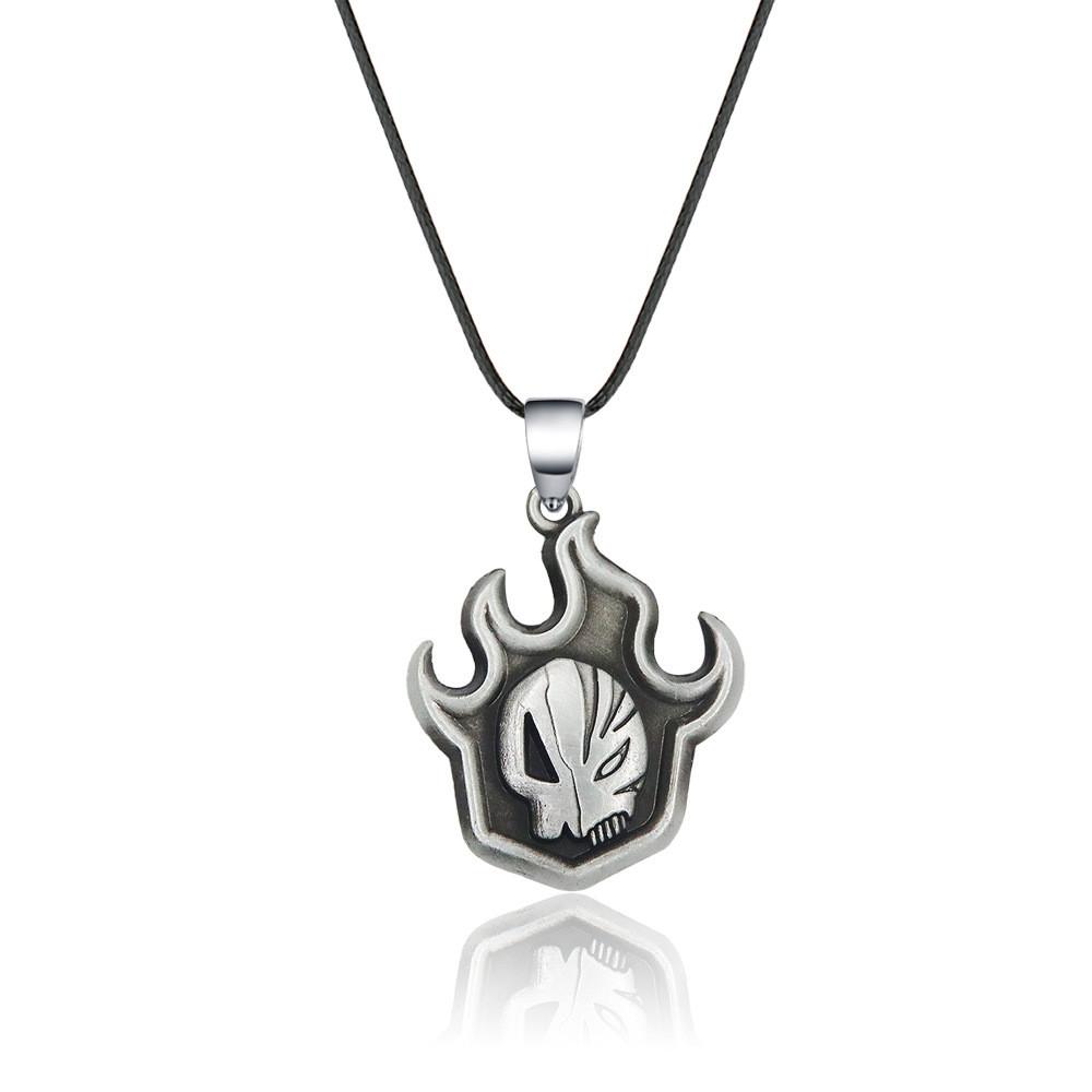 Bleach Kurosaki Ichigo Bull Head Skull Mask Flame Metal Pendant Necklace For Fans