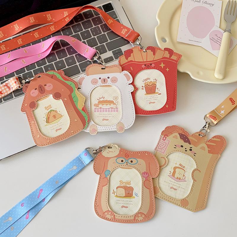 Cute Cartoon Capybara Animal Decoration Set Campus Card Protection Set Small Card Key Chain Pendant Photo Storage Protector