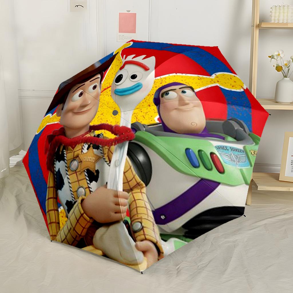 Toy Story Characters Compact Travel Automatic Umbrella with 8-Rib Durable Plastic & Iron for Women/Men Elegant Umbrella Birthday/Christmas Gift