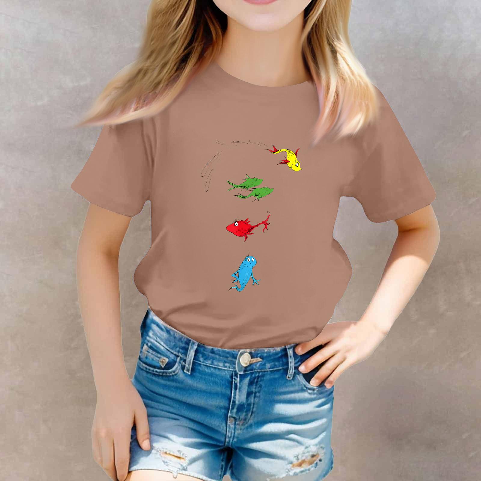 

Toddler Boy And Girl T-Shirts Kids Top Girls Printed Short Sleeved T-shirt 110 кофейный