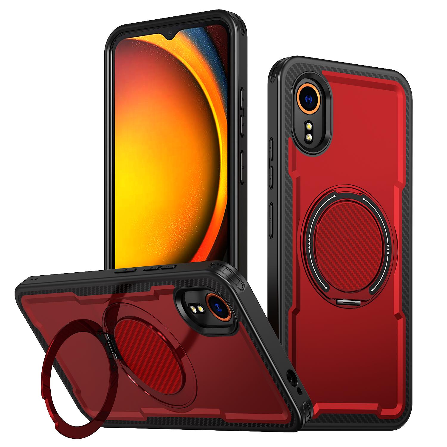 

for Galaxy XCover7 Stand Cover, Carbon Fiber Texture Compatible With MagSafe Shockproof Phone Case Fit Samsung Galaxy XCover 7 hybrid&Case & Holder&Galaxy XCover7