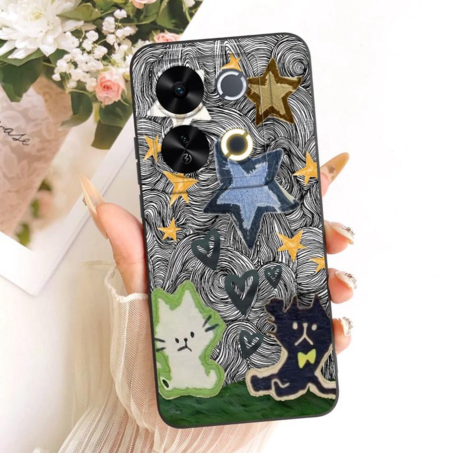 For Itel P65 4G Phone Case Cute Rabbit Painted Liquid Soft Silicone Bumber Shell For Itel P 65 4G Capa P671L Back Cover