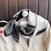 Women Silk Black White Simple Square Scarf Luxury  Female Beach Stoles Echarpe Satin Headband Shawl Wraps Decorat Bandana