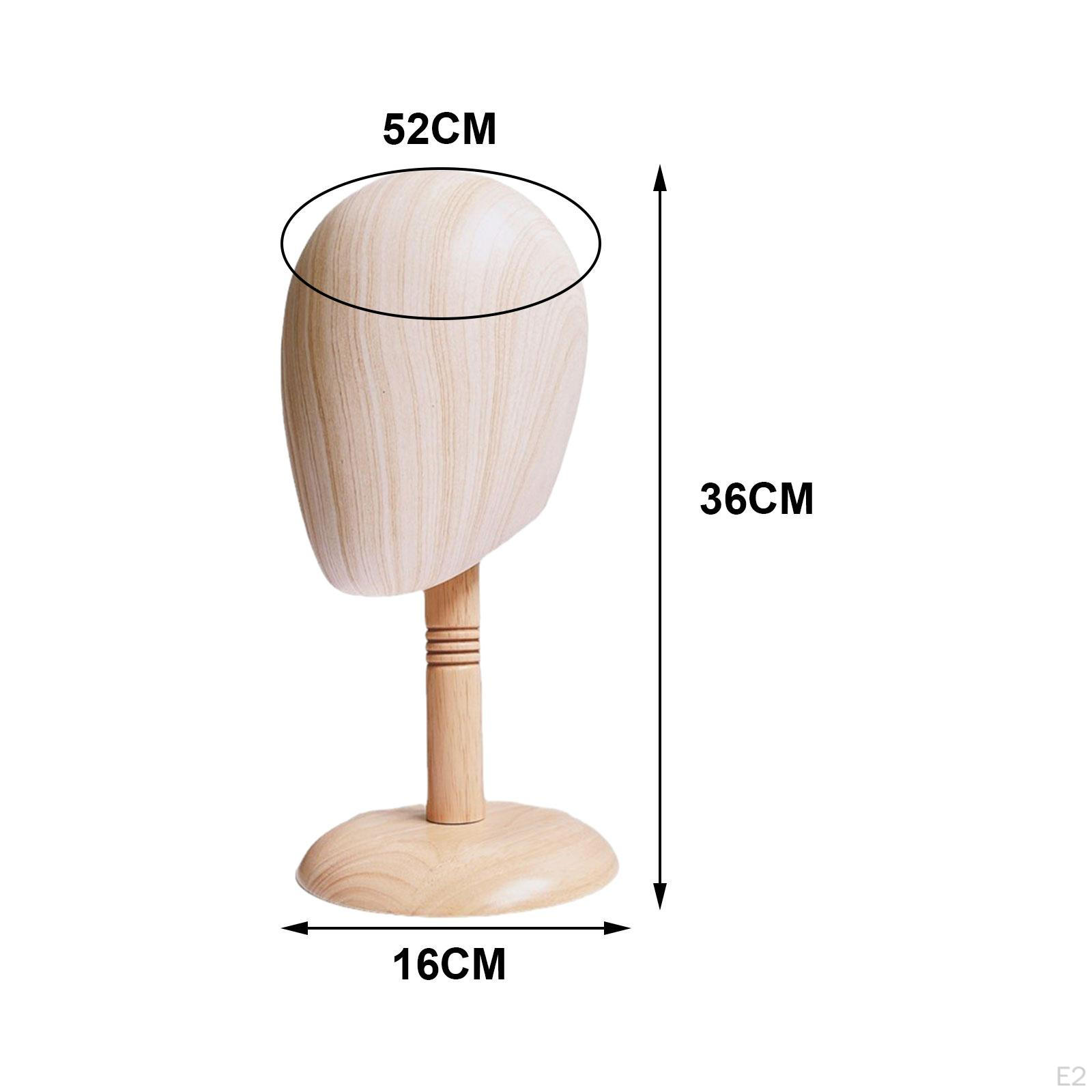 TINGSING Support Pour Tête De Perruque 53,3 Cm, Toile Dôme + Support En Bois Amovible, Support De Tête De Mannequin En Toile, Support De Perruque En Lin, Porte-chapeaux En Tissu, Beige