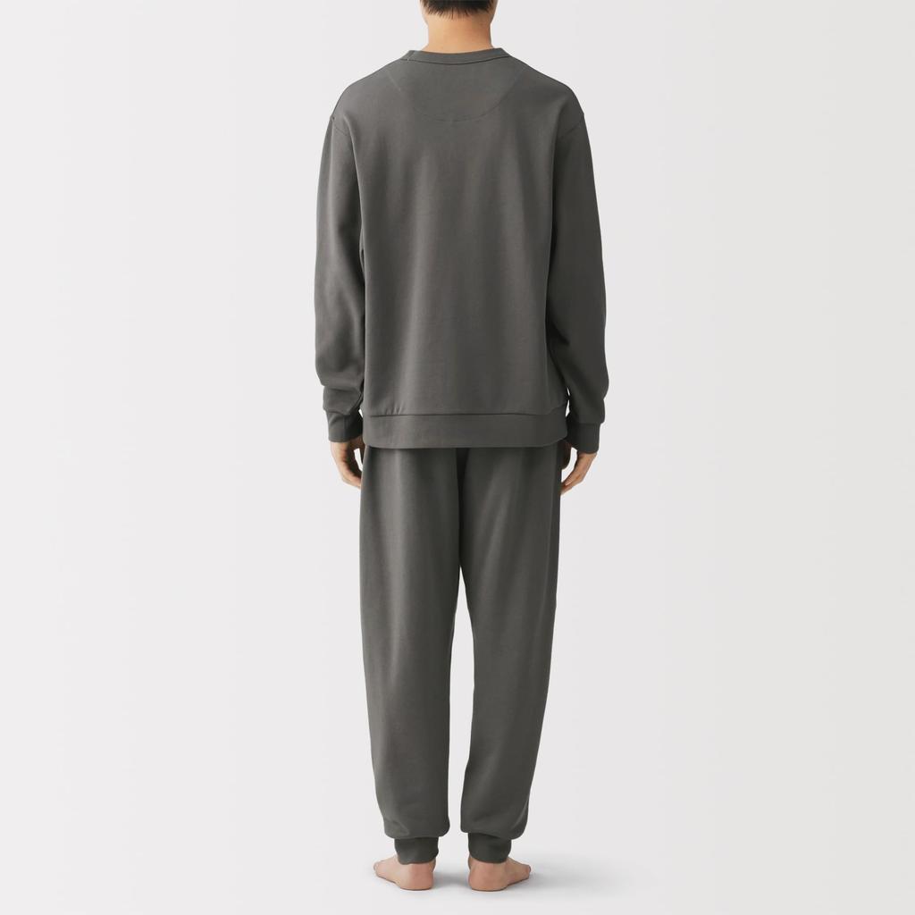 MUJI Cotton Fleece Loungewear Set FB0ZYA6S Black L Men's Long-Sleeve