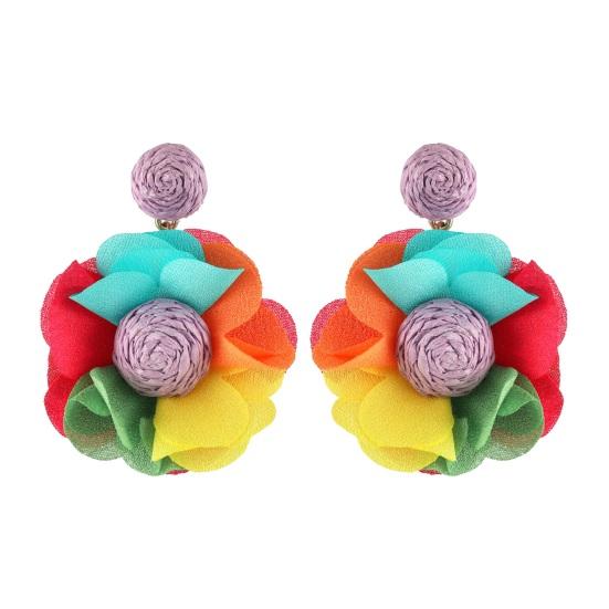 Бохо Цветочные Серьги-Подвески Женские Тканевые Цветочные Серьги-Капли Ручной Работы Легкие Цветочные Серьги-Подвески