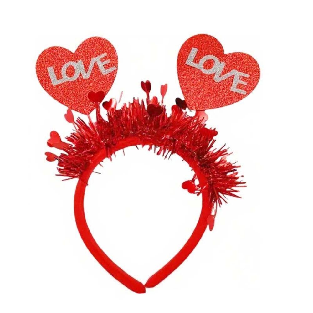

Plastic Red Heart Headband Sweet Headdress Shining Heart Hairband Festival Hair Accessories Couple E 22cm