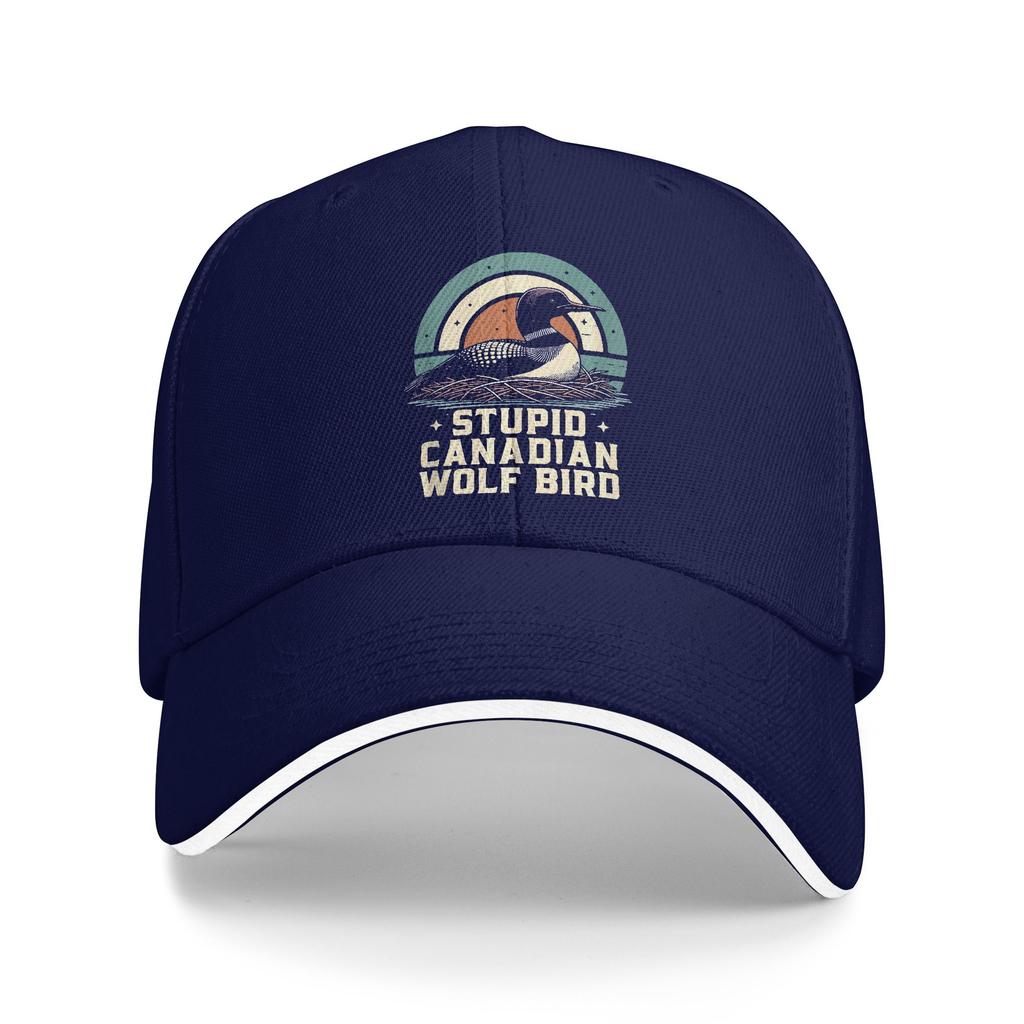 Stupid Canadian Wolf Bird Vintage Heated Hookey Loon Meme Baseball Cap Retro Trucker Hat Spring Men Outdoor Sports Snapback Cap