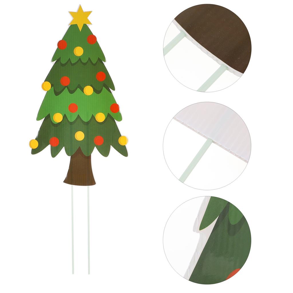 Christmas Yard Stakes with Tree Design Outdoor Lawn Sign for Garden Decoration Holiday Party Welcome Display Use