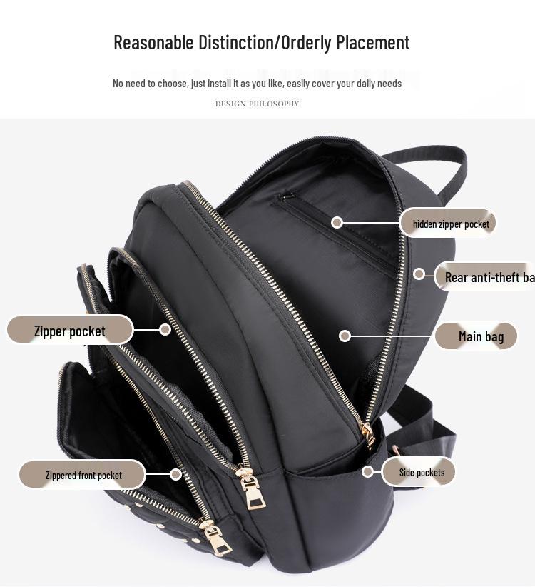 Korean Style Women's Large Capacity Diamond Pattern Backpack
