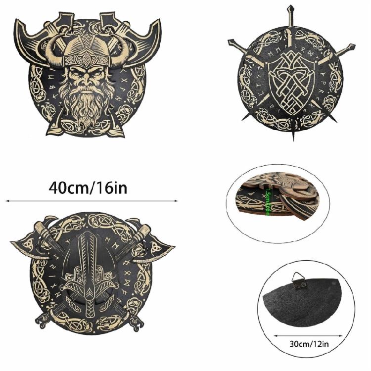 Cultural Wood Wall Hangings Medieval Nordic Portrait Sword Wall Plaques Decors