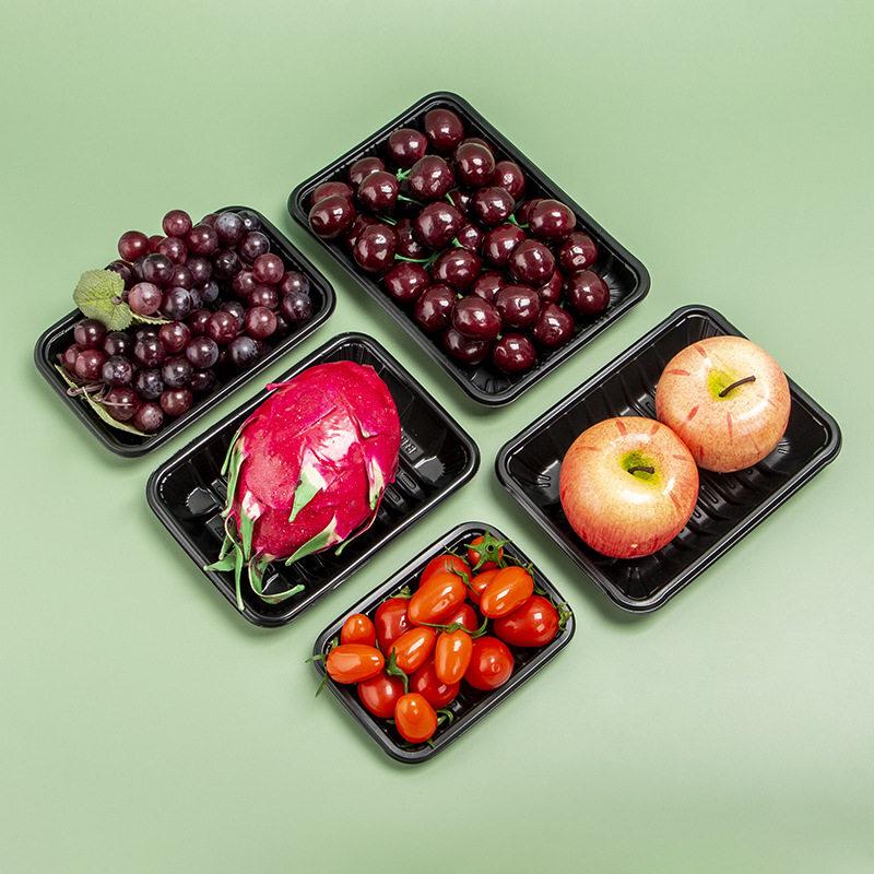 Disposable Black Plastic Rectangular Serving Tray