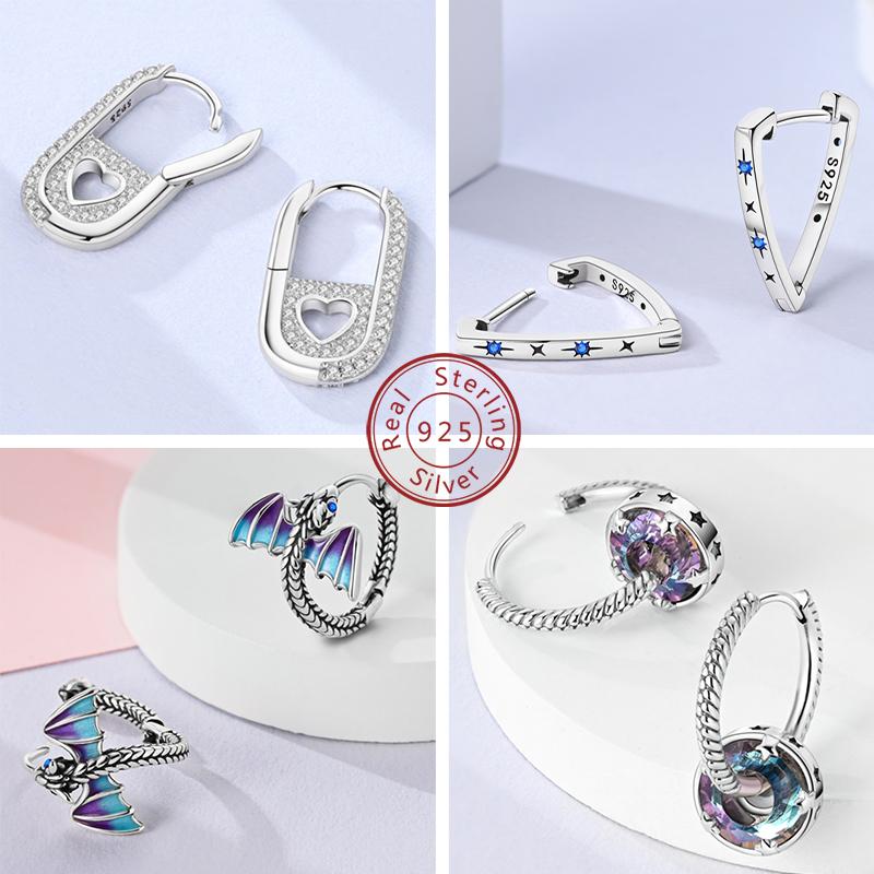 2025 New 925 Sterling copper Hoop Earrings Flowers Zircon Drop Earrings Stud For Woman Fine Birthday Wedding Party Zircon Gifts