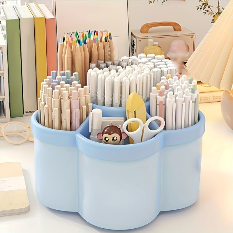 

1-Piece rotating desktop organizing pen holder 1pcs синій