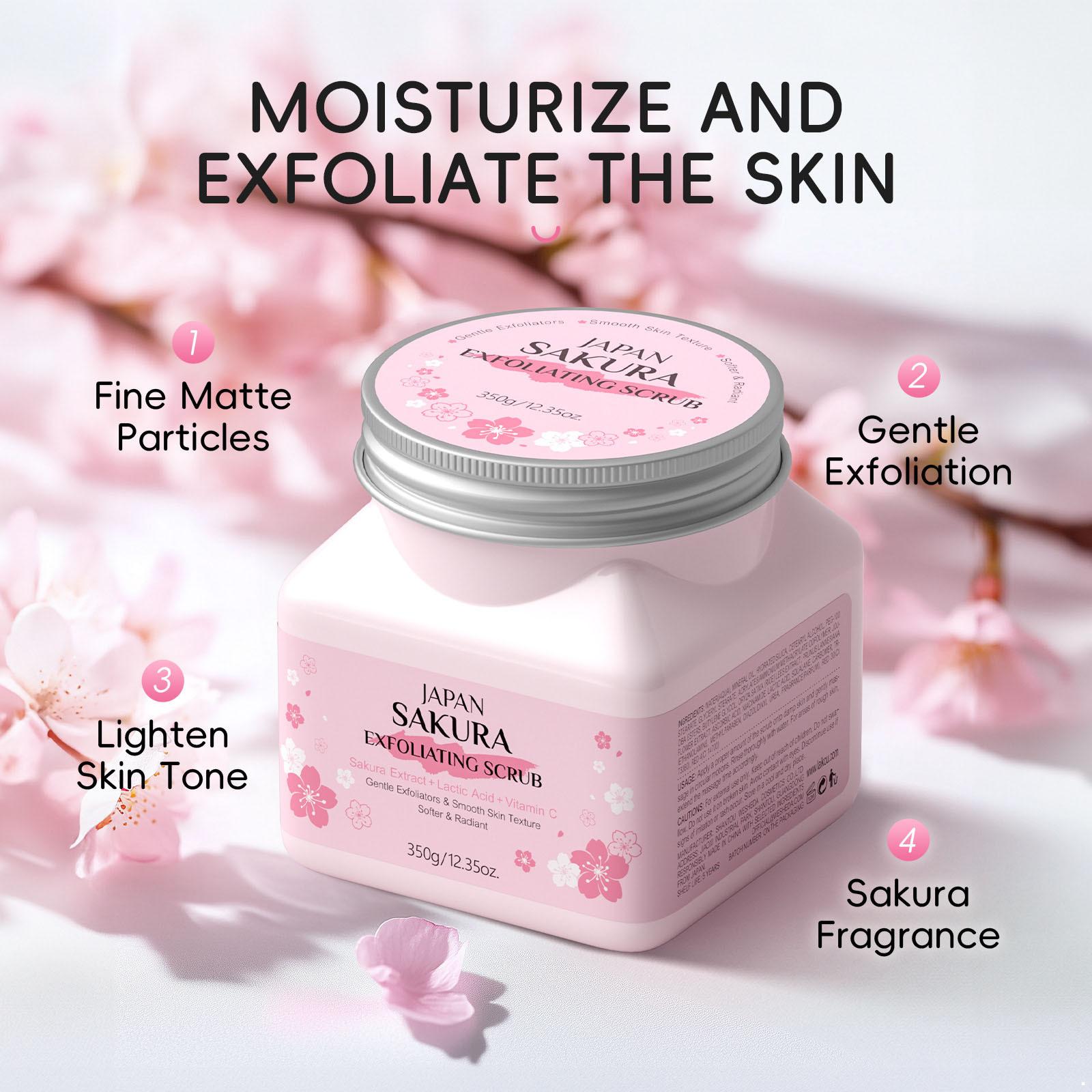 

Smoothing Sakura Body Scrub, 12.3 oz Exfoliating Paste for Face & Body, Deeply Cleansing & Nourishing Scrub, Moisturizing Skin Care for Dry Skin One Size рожевий