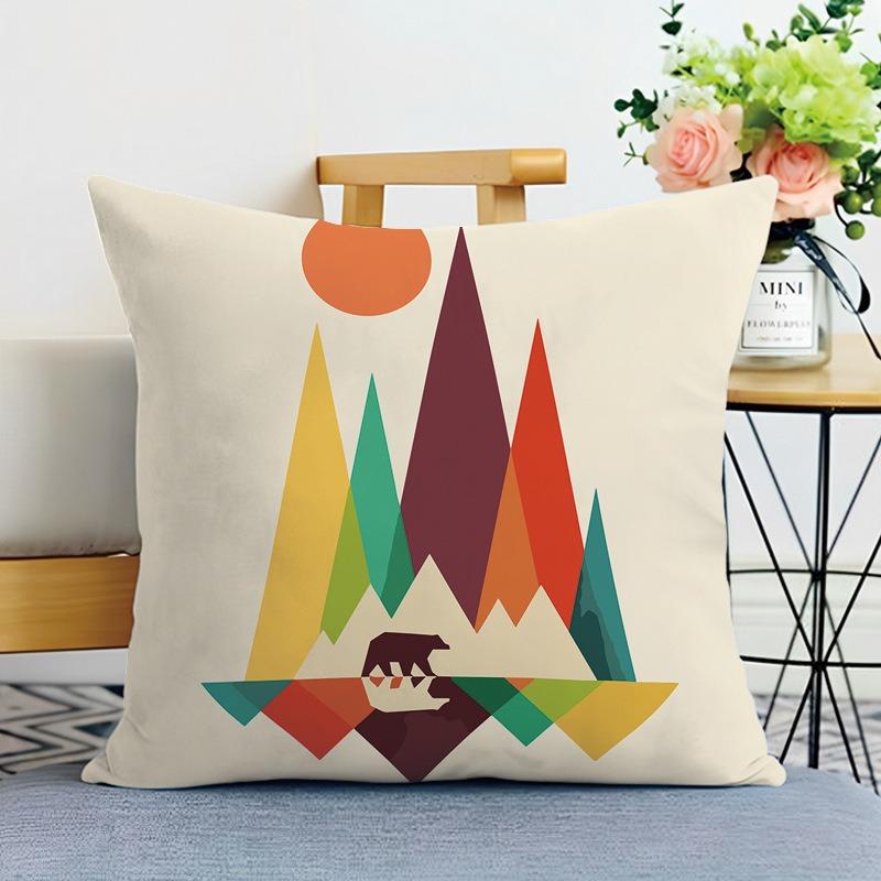 Creative Geometric Print Decorative Pillowcase Bedroom Living Room Square Cushion Pillowcase