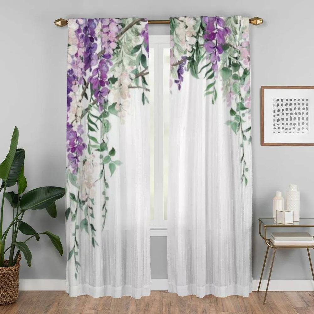 A Little Flowers Elegant Room Curtains for Living Room Halloween Decoration Partition Tulle for Bedroom Blackout Curtain Blinds
