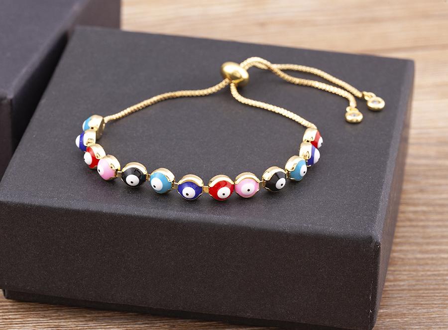 Neues Mode Design Regenbogen Handgefertigte Perlen Eingelegt mit Türkischem Bösem Auge Armband Damen Verstellbar Party Schmuck Glücksbringer Geschenke