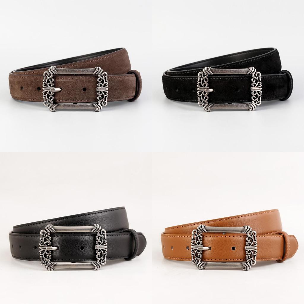 Leather Belt For Women Vintage Punk Style With Zinc Alloy Buckle For Casual Wear