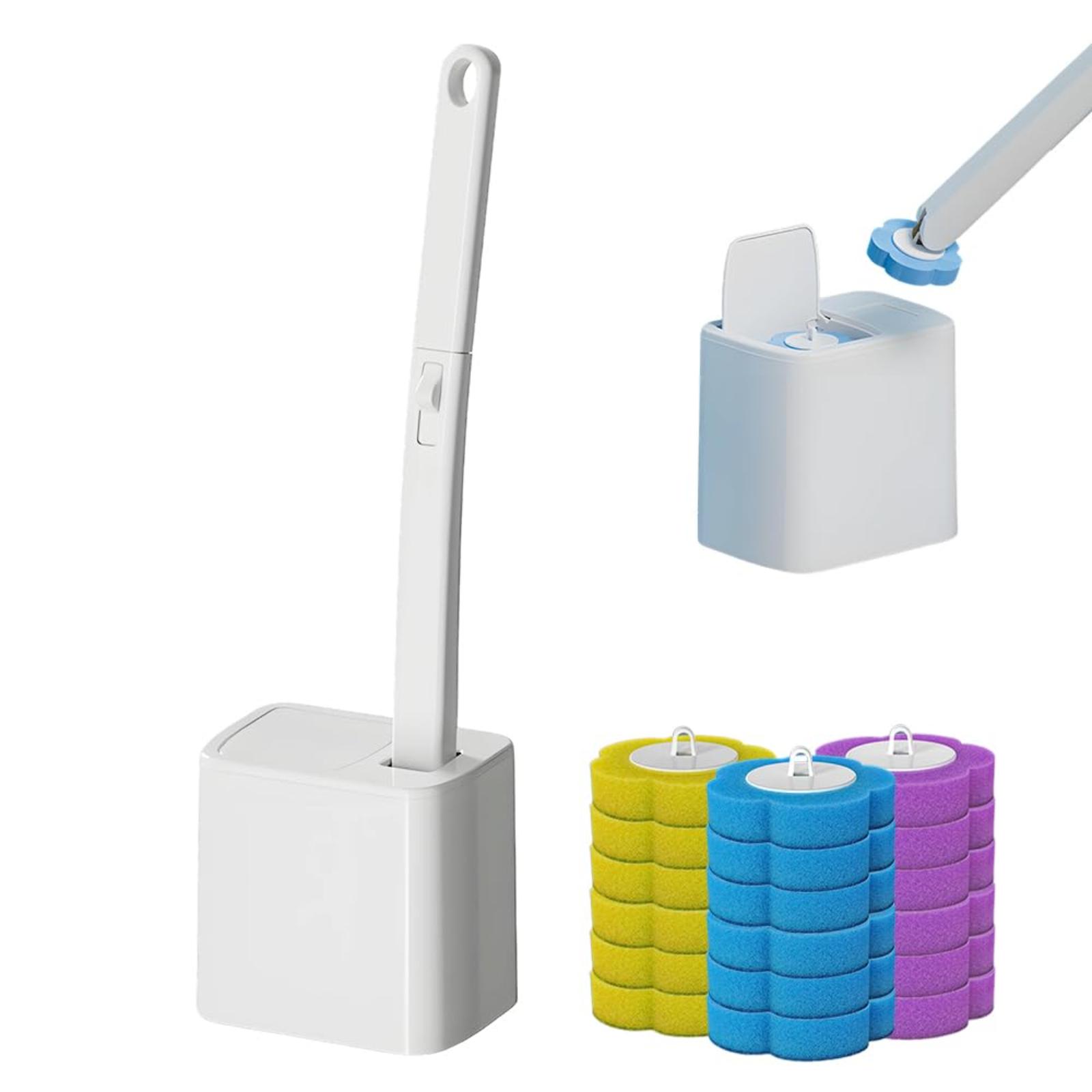 

Automatic Flip Toilet Brush Disposable Replacement Sponge Head Set One Size білий