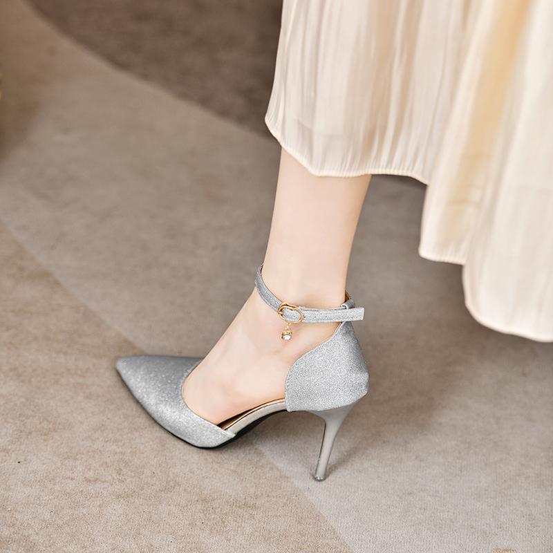 Fashion Womens High Heels2024Summer Sexy Pointed Toe Nightclub Party Shoes Patent Leather Slip-on Shallow Top Womens High Heels