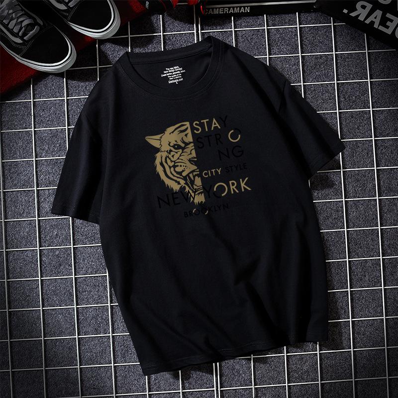 

Футболка Tiger большого размера для мужчин с короткими рукавами, 100% хлопок, повседневная футболка S-6XL L чёрный