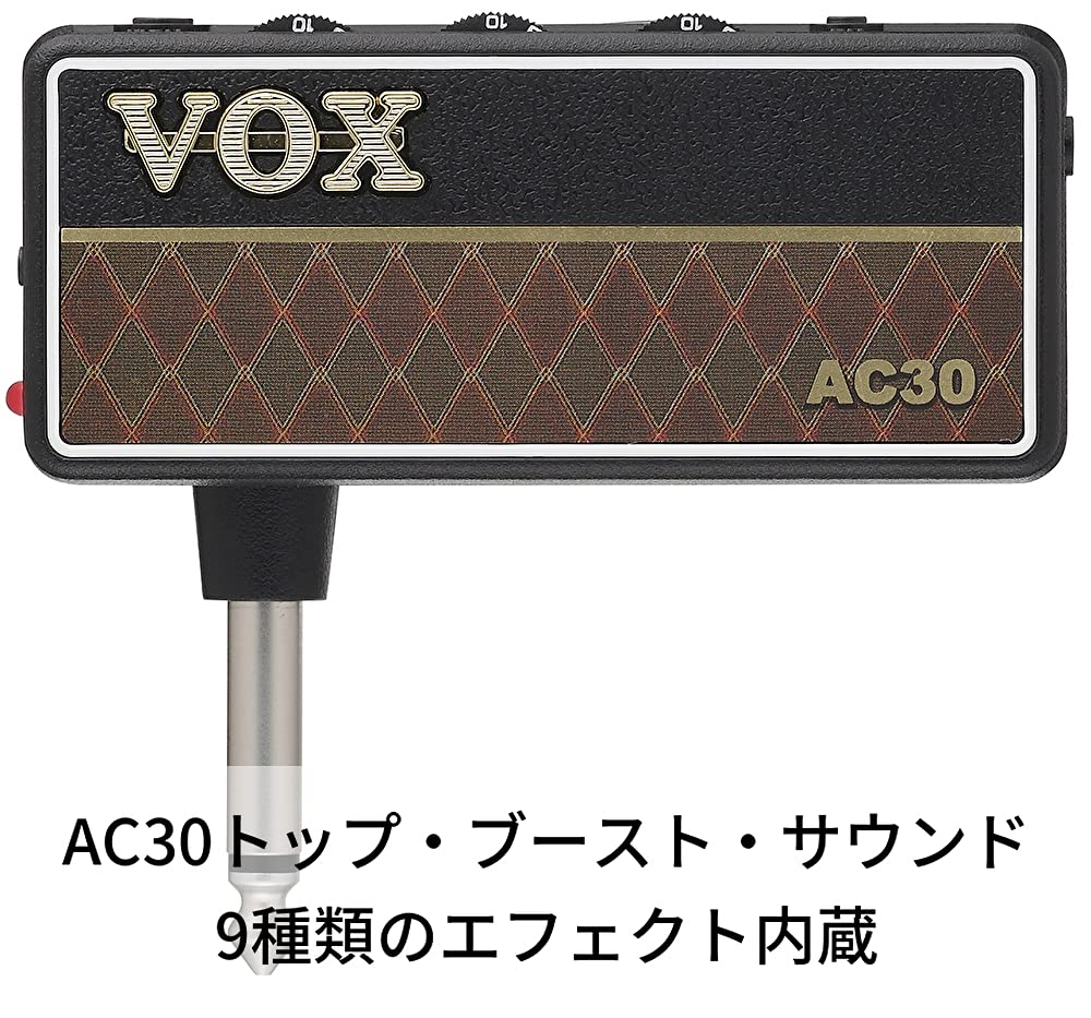 VOX kytarový sluchátkový zesilovač amPlug2 AC30 Kompaktní zvuk/žádné kabely/domácí praxe/napájení z baterie/vestavěné efekty/vintage AP2-AC
