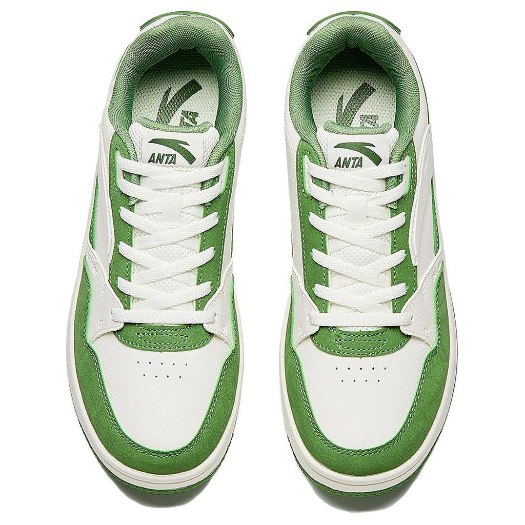Anta Retro Fashion Versatile Non-Slip Wear-Resistant Low-Top Skate Shoes Women sneaker White Green 122538033R-4