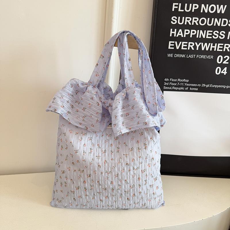 Fresh and Sweet Floral Lotus Leaf Edge Shoulder Bag Large Capacity Student Class Bag Fashionable Versatile Tote Bag Women