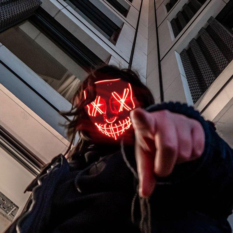Halloween Neon Led Purge Mask Masque Masquerade Party Masks Light Grow In the Dark Horror Mask Glowing Masker