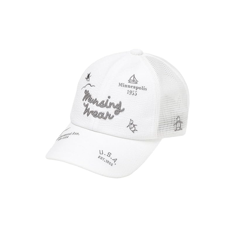 

[Munsingwear] cap soccer stripes cooling bell oasis flying pattern mesh golf MG5SCP09M men s WH00(white)