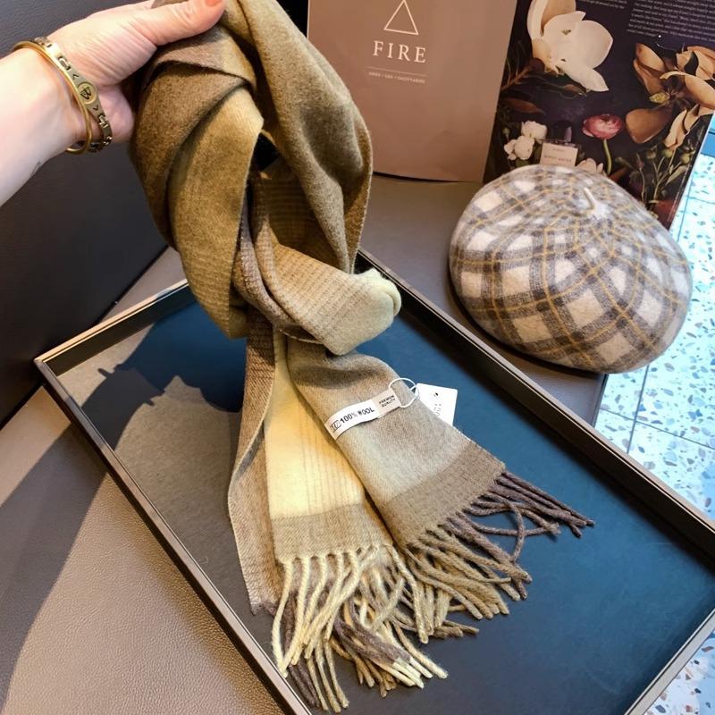 Simple and Versatile Plaid Wool Scarf for Women Couple Narrow Version Long Autumn and Winter Thickened Shawl
